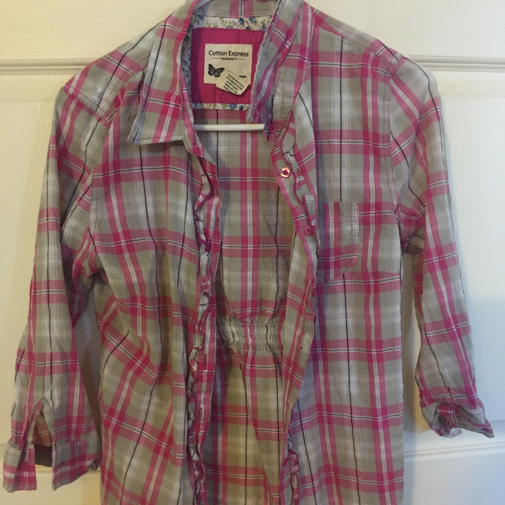 Pink plaid button down